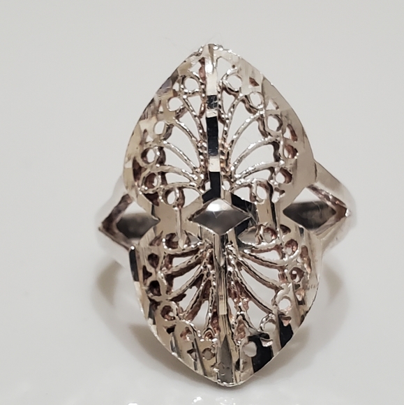 Sterling Silver Princess Crown Filigree Ring - Picture 2 of 6